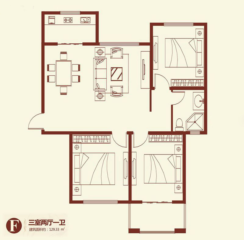 紫薇壹號(hào)·西韻3室2廳1衛(wèi)129.33平米